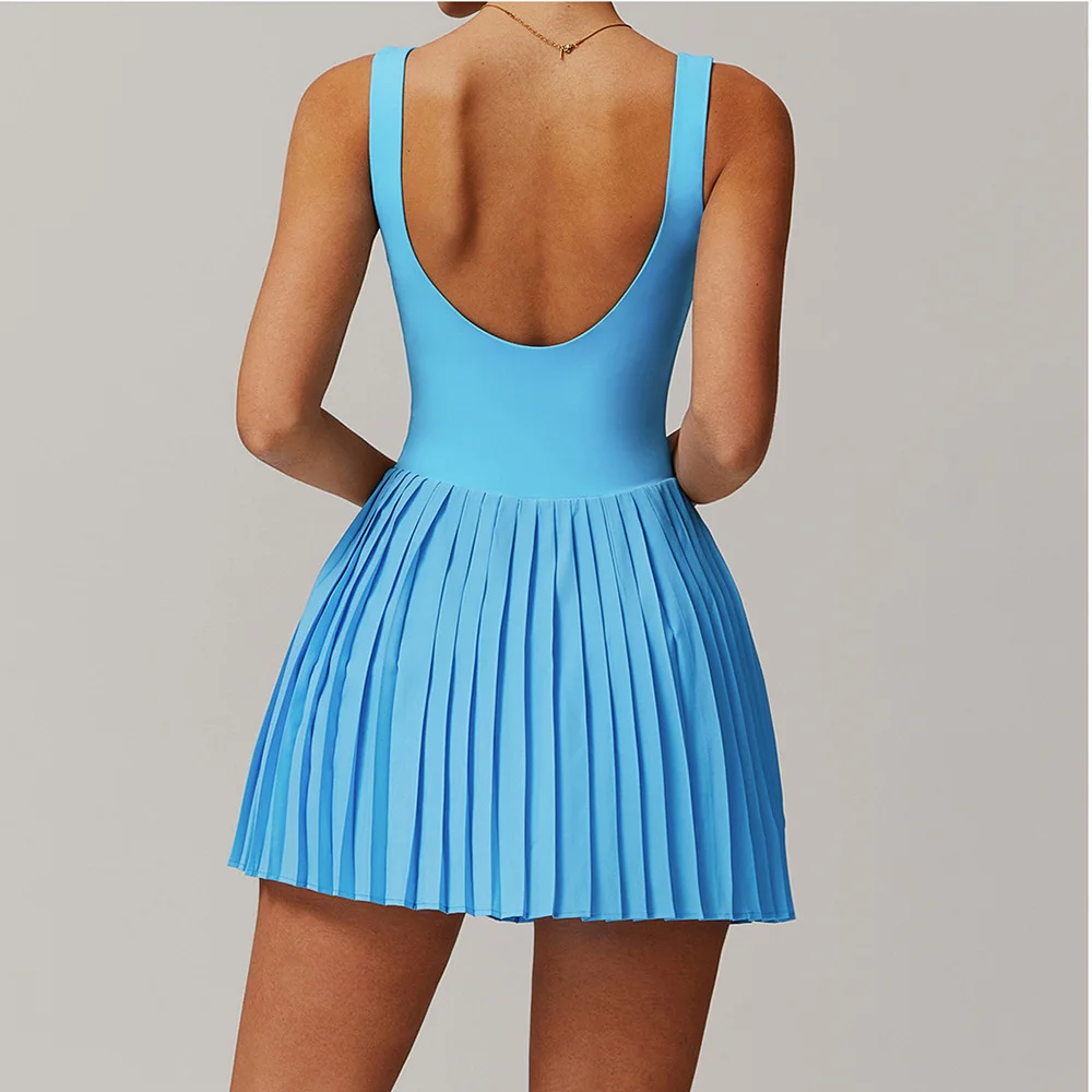 Yoga Fitness Dress - Set Yoga Gaun Tenis Tanpa Lengan