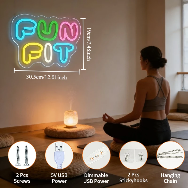 Lampu Neon LED Bentuk Huruf Ka - Yoga Fitness Room ulasan dan harga