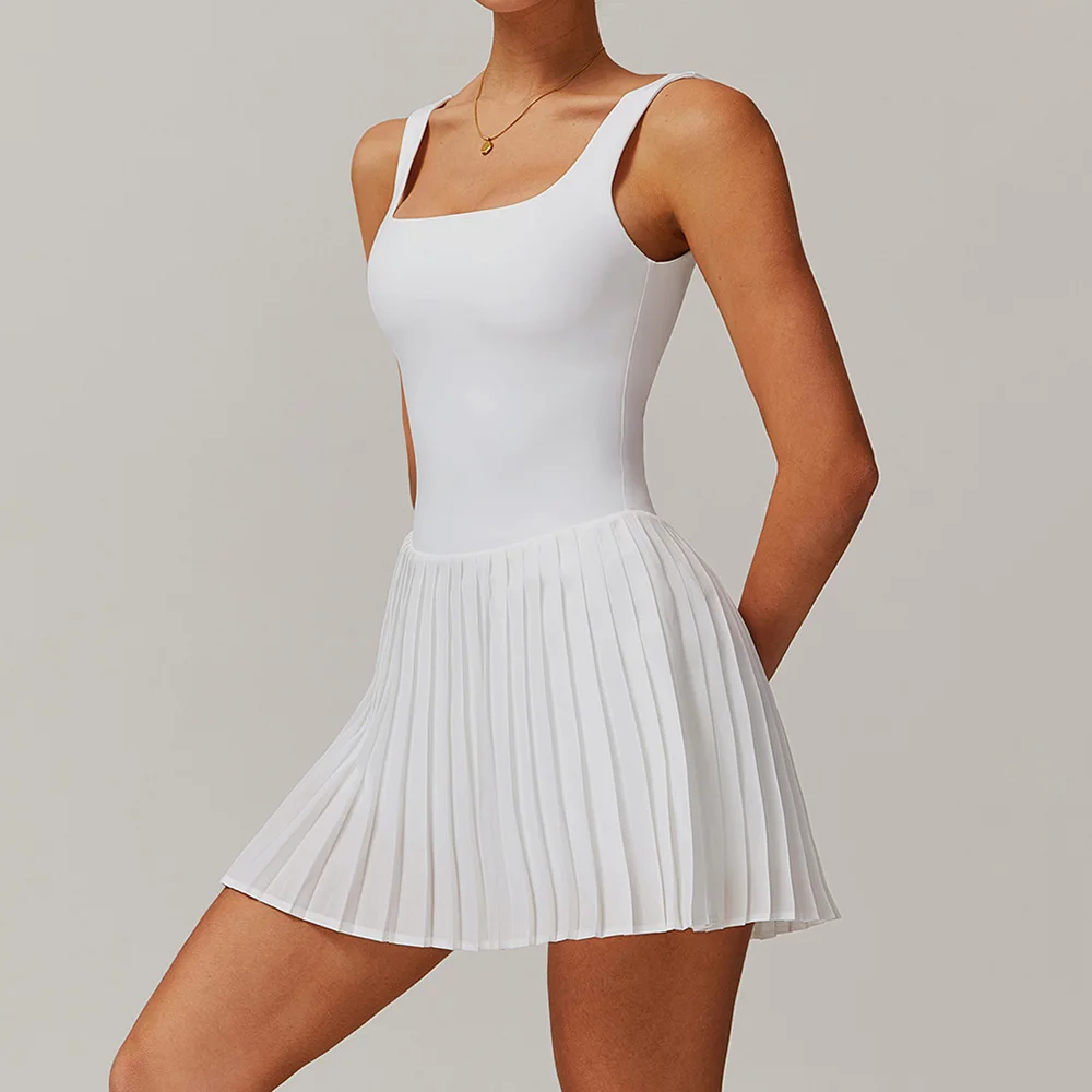 Set Yoga Gaun Tenis Tanpa Leng - Yoga Fitness Dress ulasan dan harga
